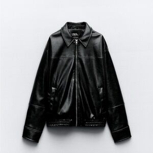 Zara Faux Leather Bomber Jacket